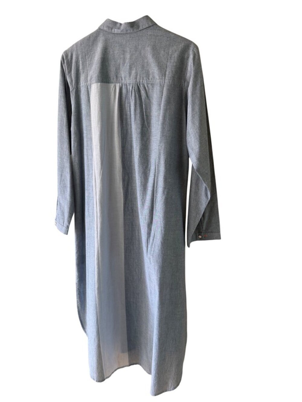 Manan Womens Button-down Chambray Shirtdress Size Large Linen Colorblock Casual - Picture 12 of 16